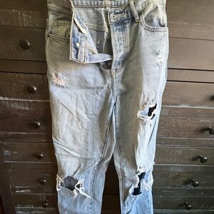 Pac Sun Distressed High Rise Straight Jeans